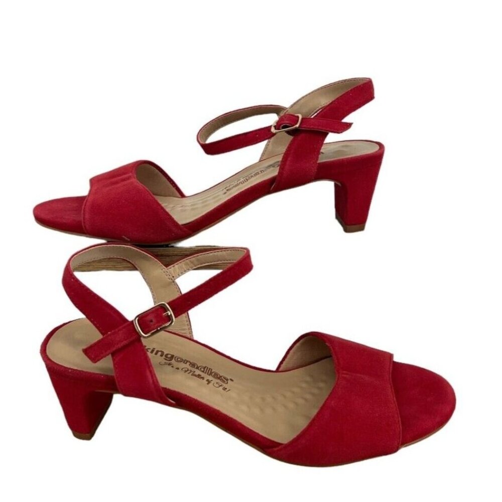 Walking Cradles Womens Lydia Suede Red Sandals 6W (D)